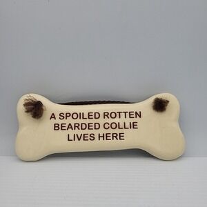 Spoiled Beared Collie Lives Here Ceramic Wall Decor Smoky Mtn Pottery‎